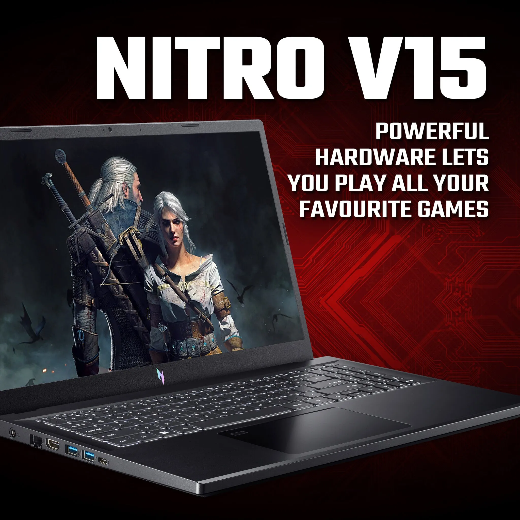 Acer Nitro V 15 ANV15-51 15.6" Gaming Laptop - Intel Core i7-13620H, RTX 4050,16GB RAM, 512GB SSD, Full HD, Windows 11 Home, Black