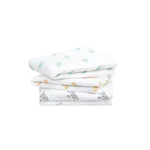 aden   anais Organic Muslin Squares - Animal Kingdom - 3 Pack