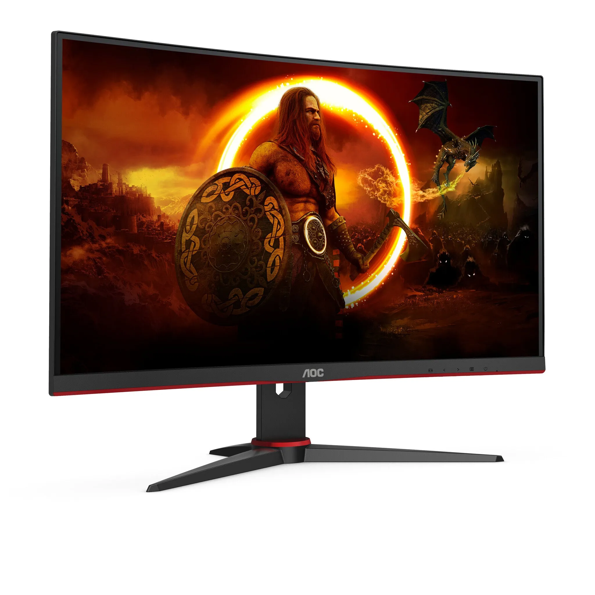AOC G2 C27G2ZE/BK 27" Full HD Curved Gaming Monitor - 240Hz, 0.5ms, VA, AMD FreeSync Premium, Black and Red