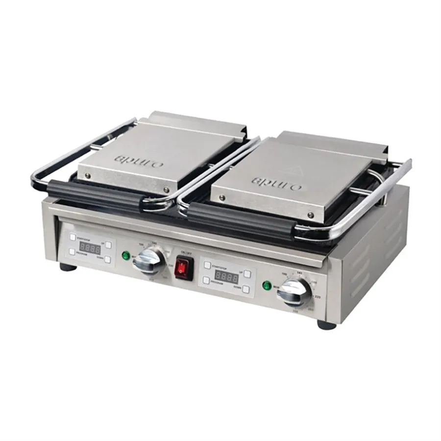 Apuro Double Contact Grill Ribbed Plates with Timer FC383-A