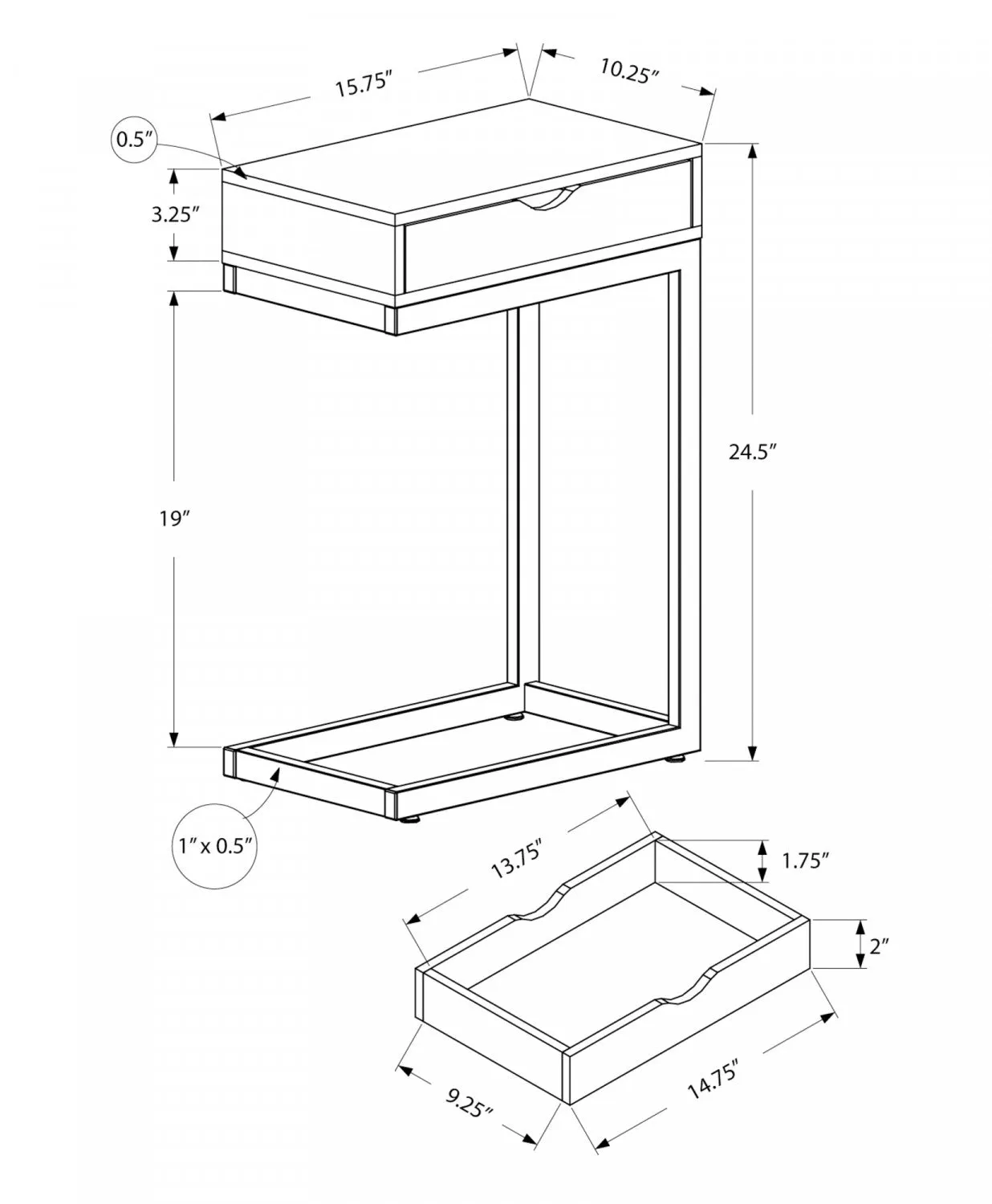 Auron Side Table - Taupe