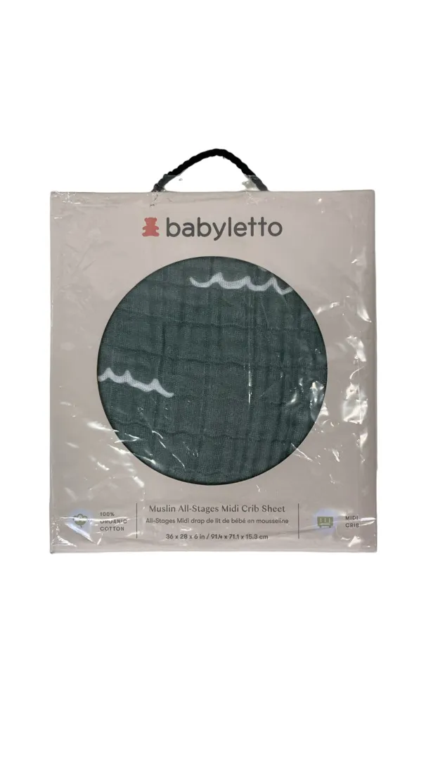 Babyletto Muslin All-Stages Midi Crib Sheet, Matcha Green