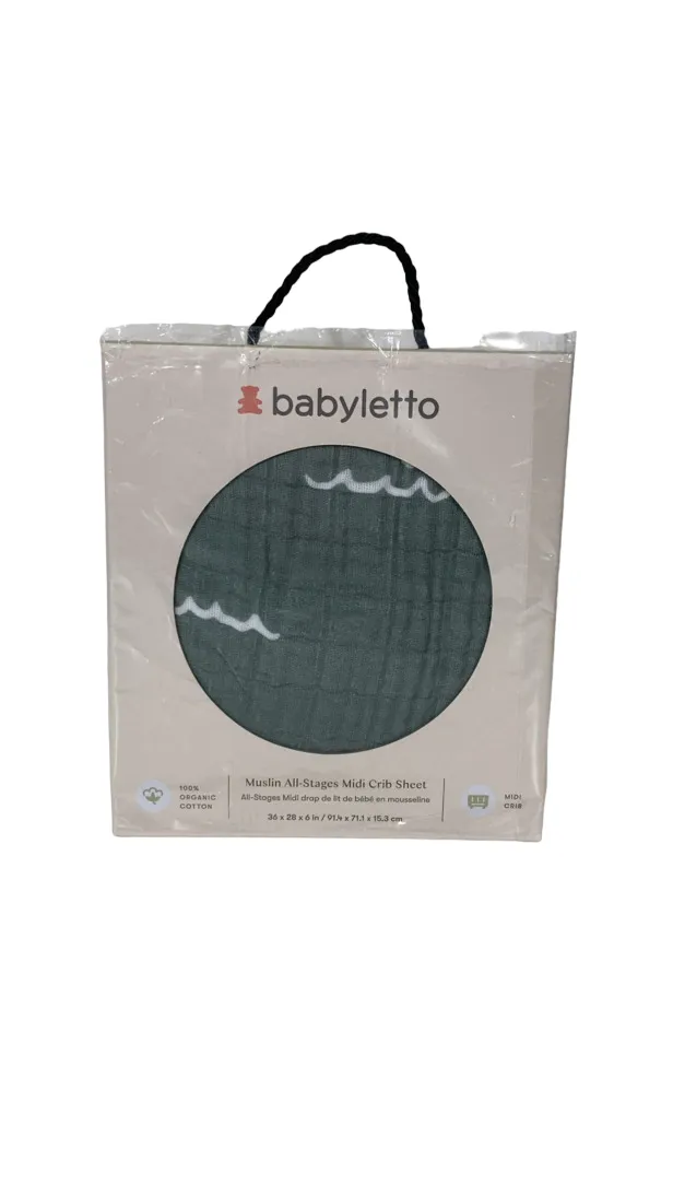 Babyletto Muslin All-Stages Midi Crib Sheet, Matcha Green