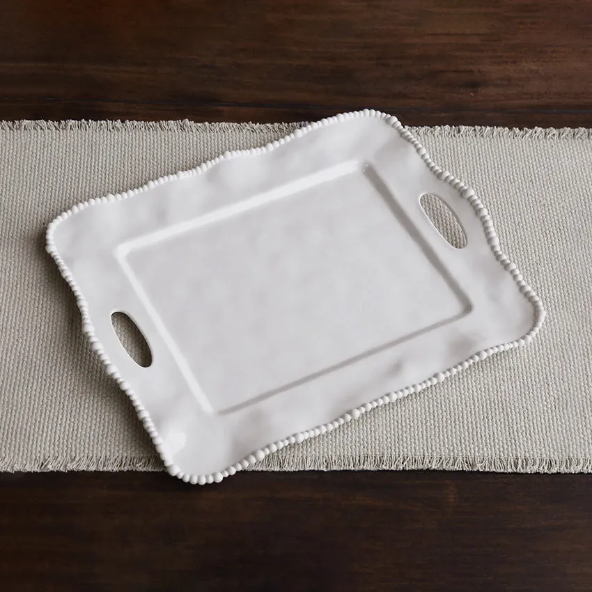 Beatriz Ball | Vida Alegria Rectangular Tray with Handles - White