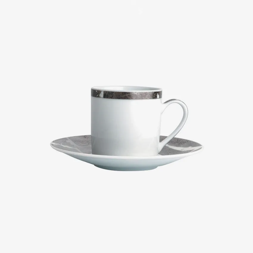 Bernardaud | Feuille d'Argent Espresso Cup - White & Platinum