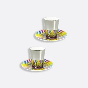 Bernardaud | Surface Colore B29 Cups & Saucer - Set of 2