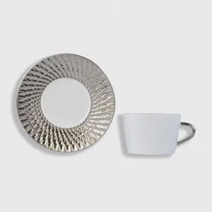 Bernardaud | Twist Platinum Tea Cup & Saucer