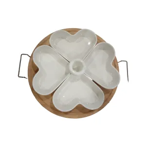 Ceramic Fruit Dish Heart Shape with Base 4pc