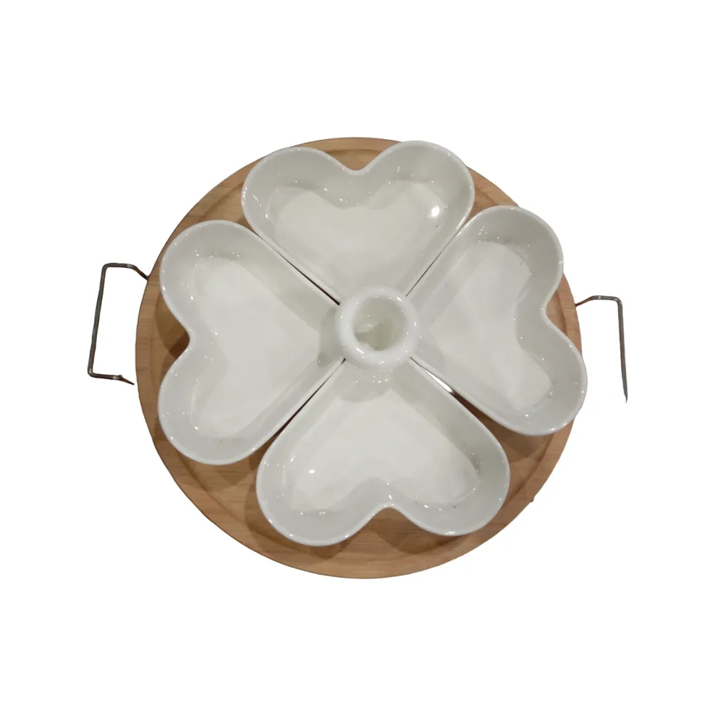 Ceramic Fruit Dish Heart Shape with Base 4pc