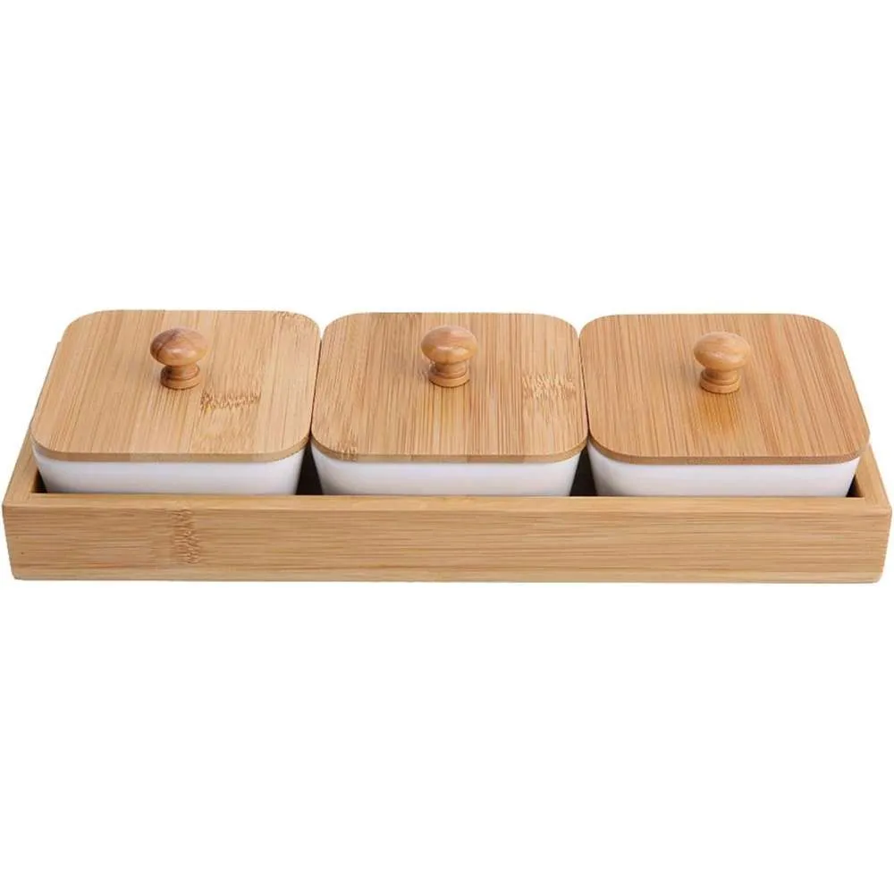 Ceramic Square Dish with Lid & Base 3pc