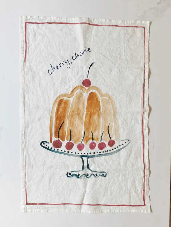 Cherry Cherie Linen Tea Towel