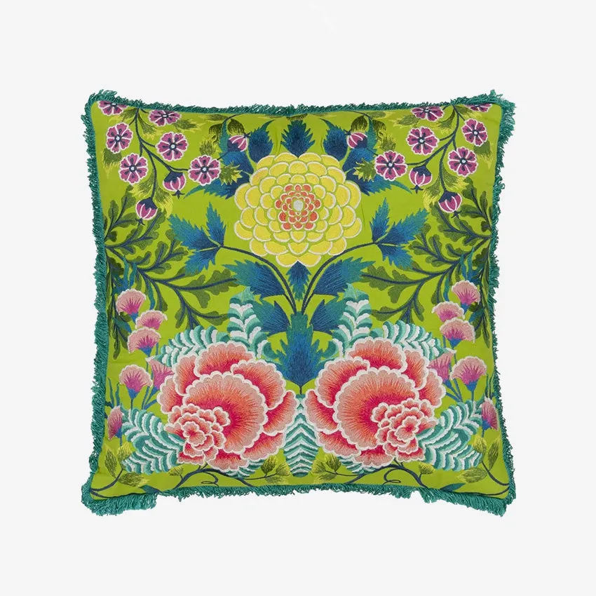 Christian Lacroix | Brocart Decoratif Embroidered Lime Cushion