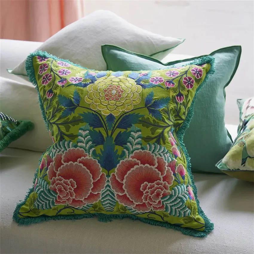 Christian Lacroix | Brocart Decoratif Embroidered Lime Cushion