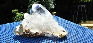 CLEAR QUARTZ CLUSTER WITH GOLD LEAF