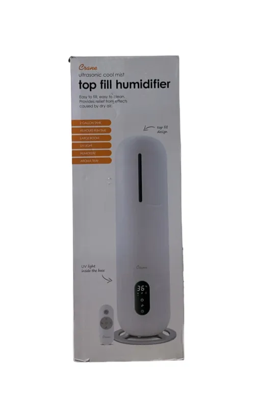 Crane 2 Gal. Ultrasonic Cool Mist Tower Humidifier with Germicidal UV-A Light