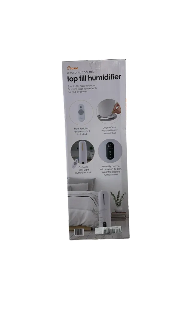 Crane 2 Gal. Ultrasonic Cool Mist Tower Humidifier with Germicidal UV-A Light