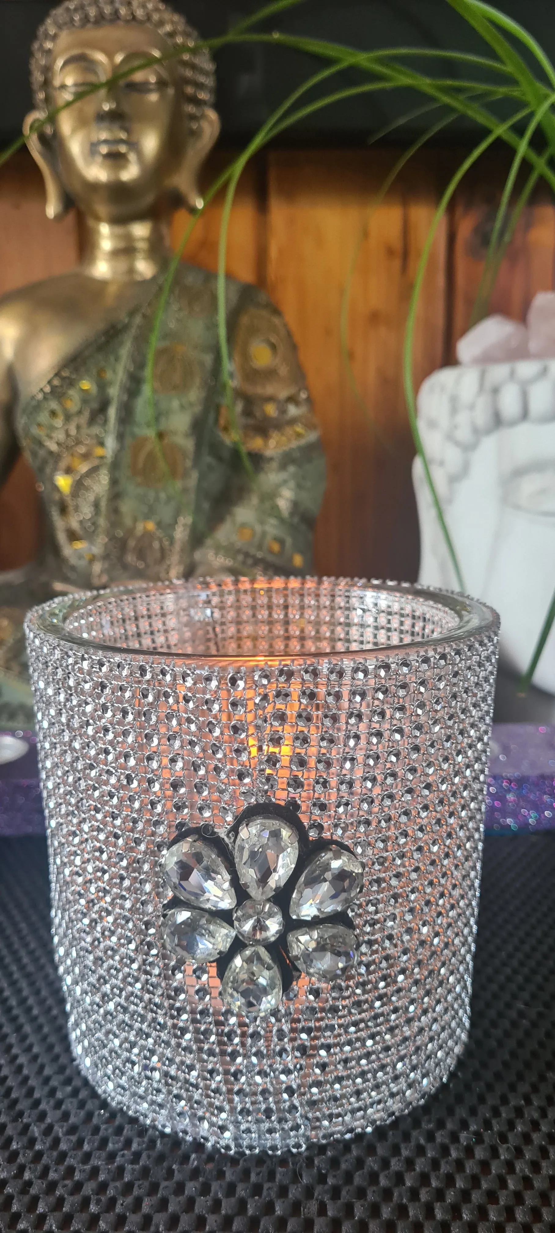 DIAMANTE CANDLE HOLDER-made by me