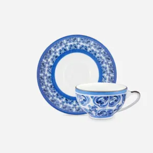 Dolce & Gabbana Casa | Blue Mediterraneo Fiore Piccolo Espresso Cup and Saucer Set
