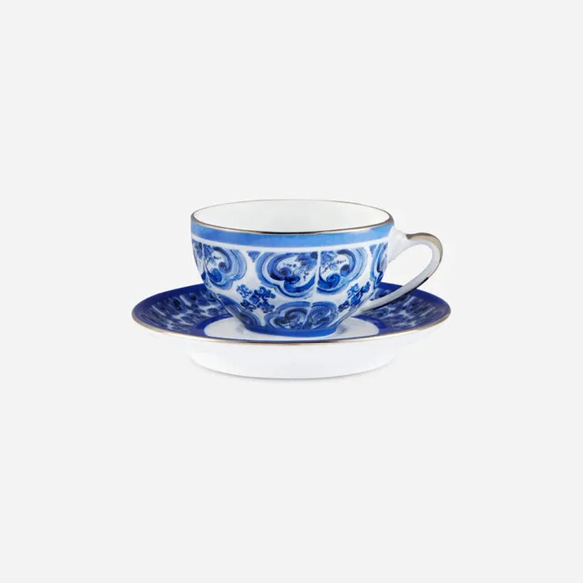 Dolce & Gabbana Casa | Blue Mediterraneo Fiore Piccolo Espresso Cup and Saucer Set