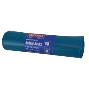 Faithfull Blue Heavy-Duty Rubble Sacks 6-Pack