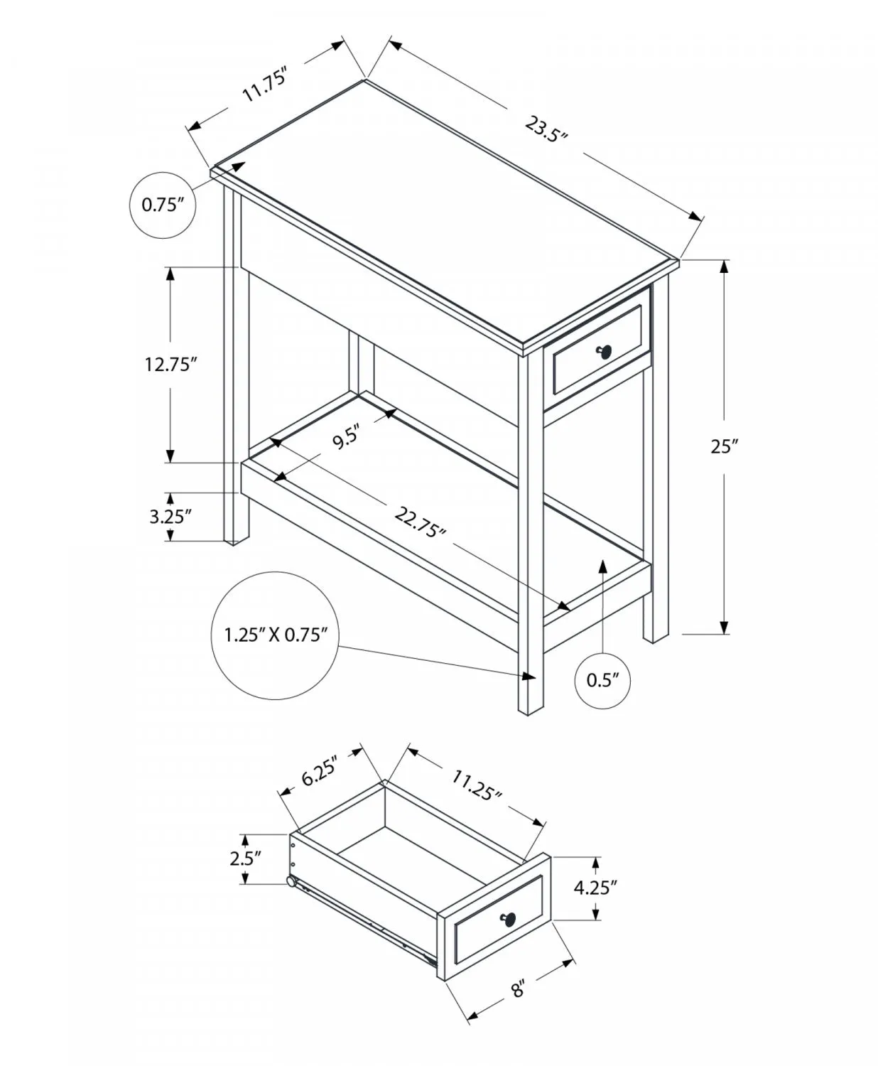 Flint Side Table - Walnut