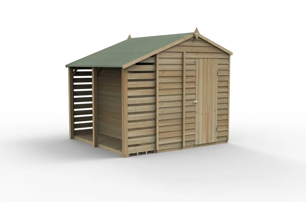 Forest Garden 4life Apex Shed 6x8 with Lean-To and 2 Windows