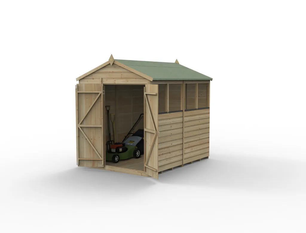 Forest Garden Beckwood 6x8 Apex Shed with 4 Windows and Double Door