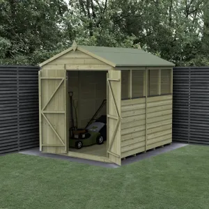 Forest Garden Beckwood 6x8 Apex Shed with 4 Windows and Double Door