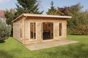 Forest Garden Mendip 5m x 4m Double Glazed Log Cabin 24kg Polyester Felt plus Underlay
