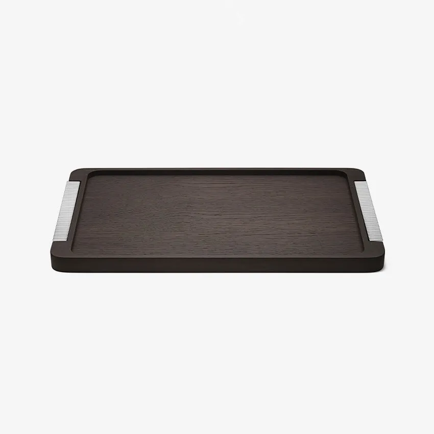 Georg Jensen | Bernadotte Smoked Oak Tray in Polished Stainless Steel