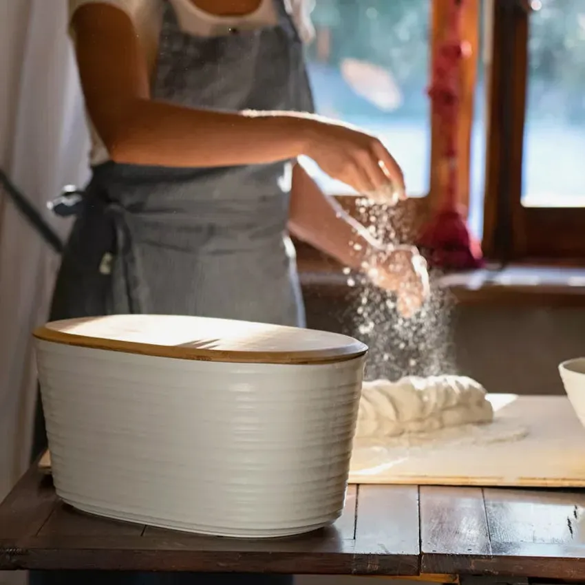 Guzzini | Tierra Bread Bin with Bamboo Breadboard Top