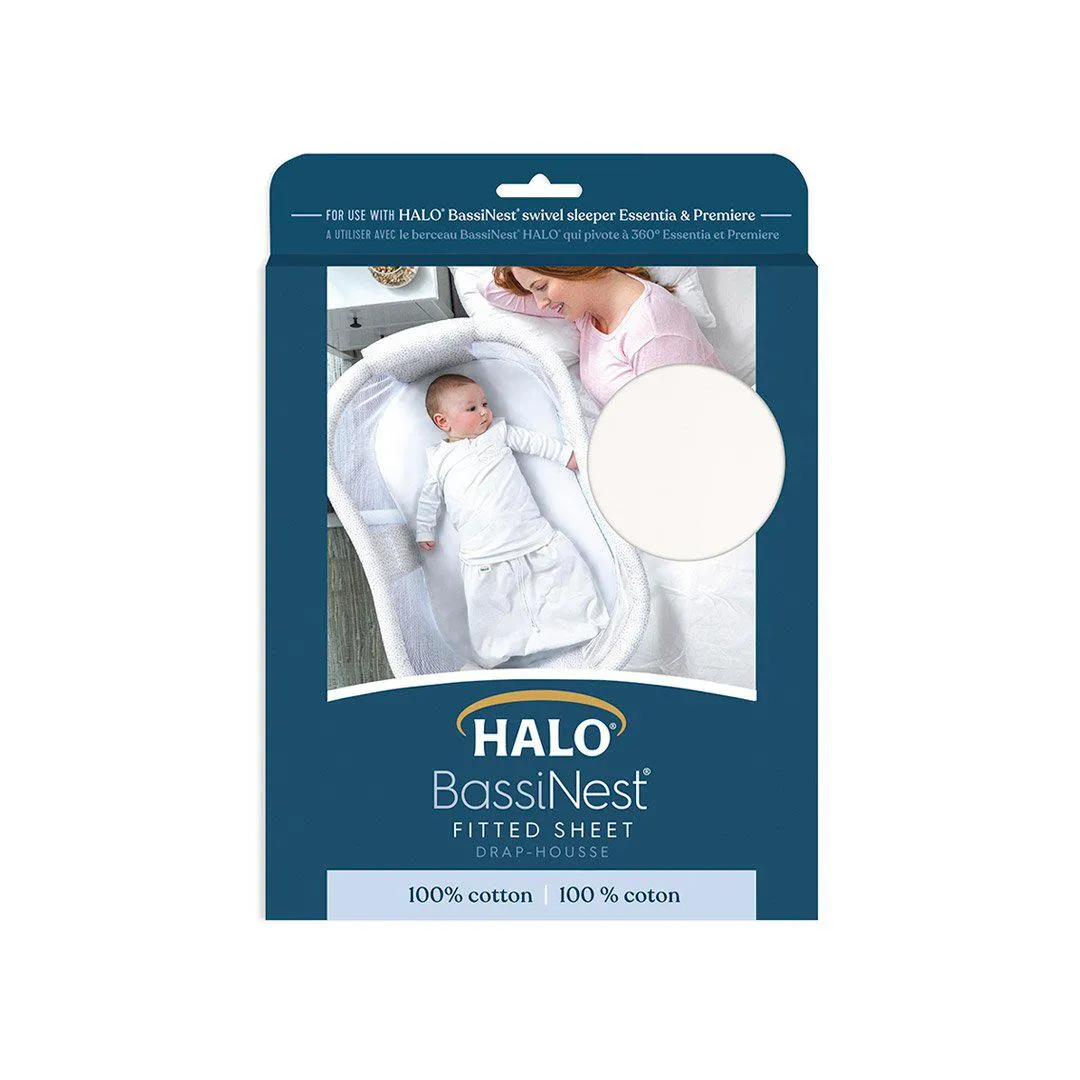 HALO BassiNest Fitted Cotton Sheet - White