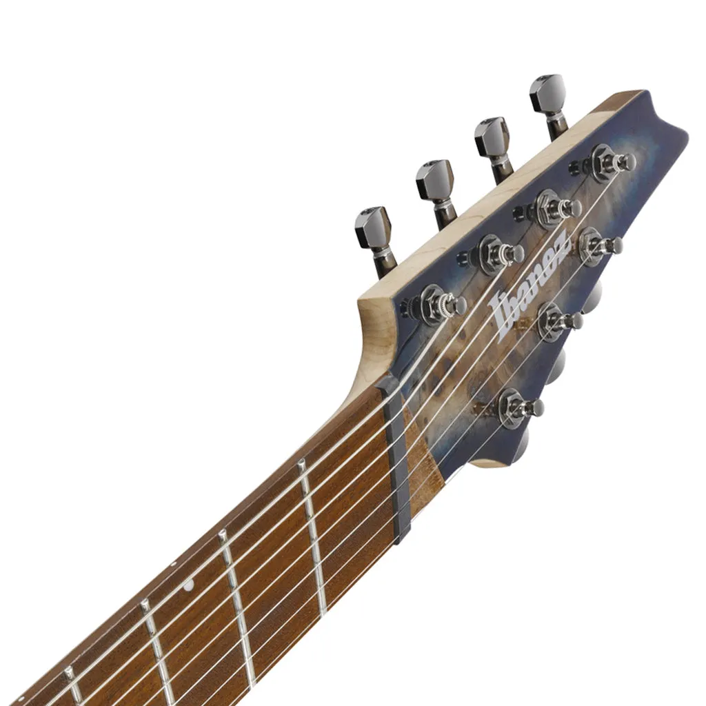Ibanez RGMS7PB 7-String Electric Guitar with Poplar Burl Top and Jatoba Fretboard - Cosmic Blue Star Burst