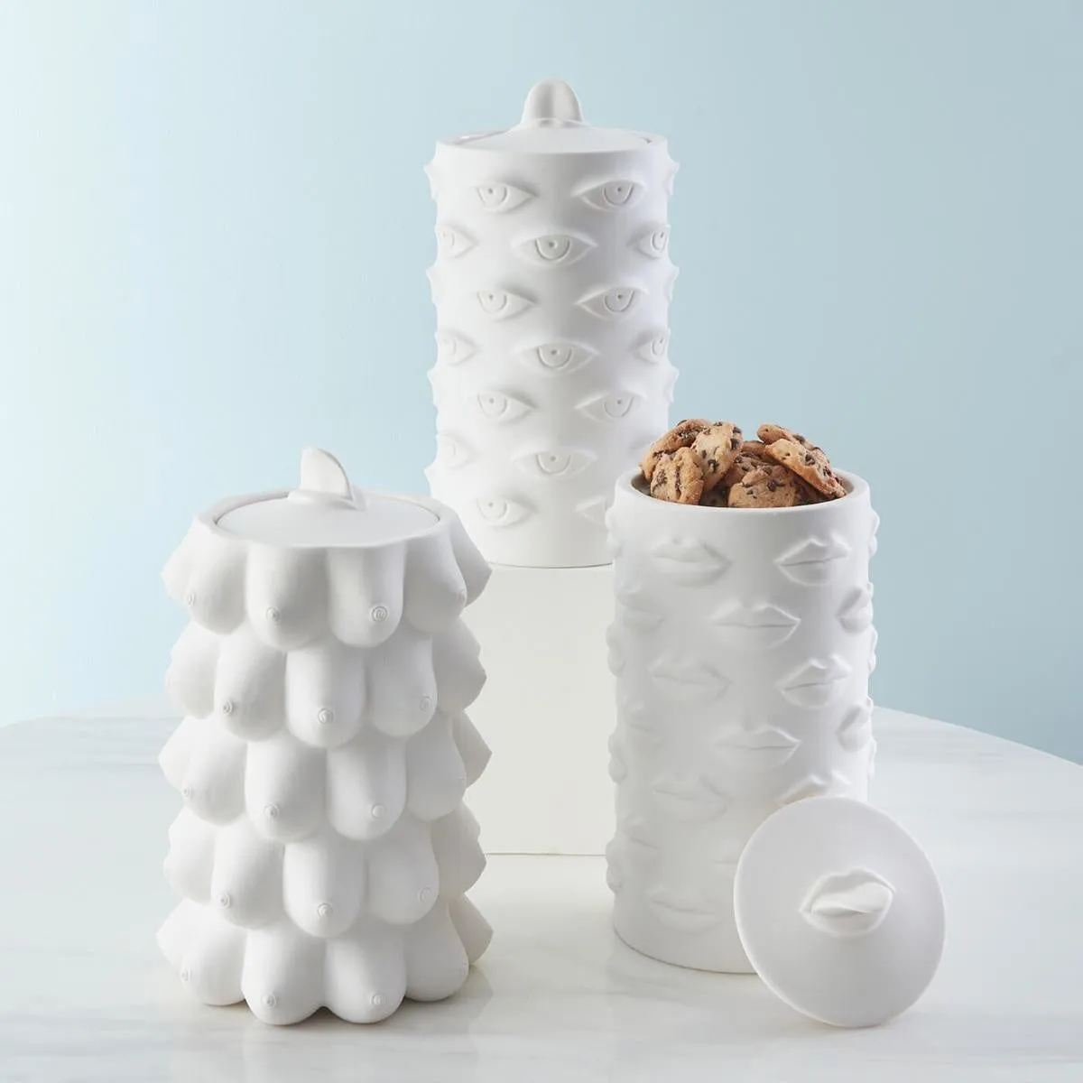 Jonathan Adler | Porcelain Gala Cookie Jar Canister - White