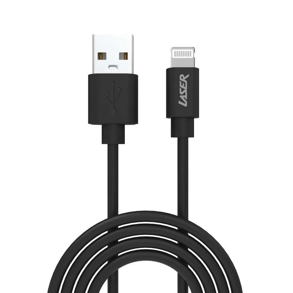 Laser 2m MFi Lightning to USB-A Cable 2 Pack Black/Black
