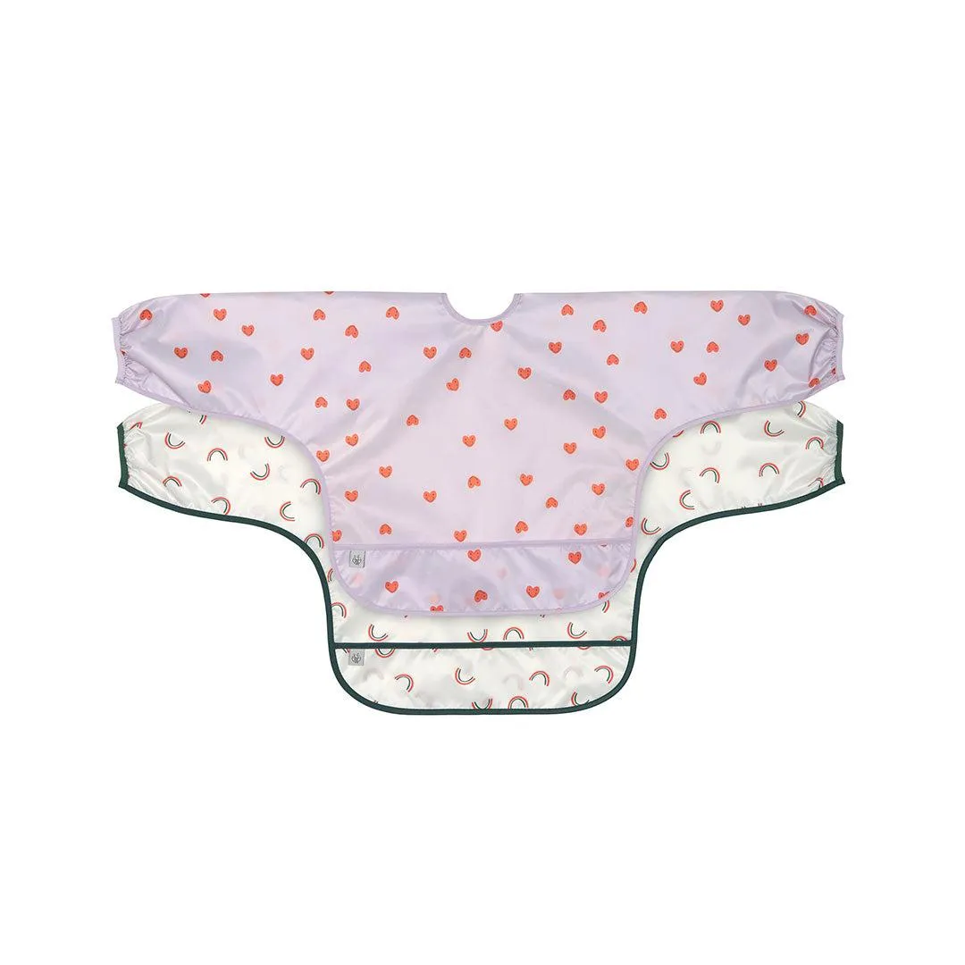 Lassig Long Sleeve Bibs 2pcs - Happy Rascals - Heart Lavender