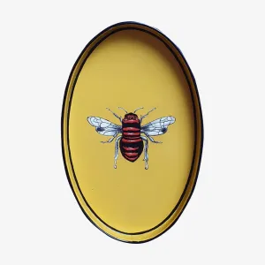 Les Ottomans | Fauna Handpainted Iron Oval Tray - Bees