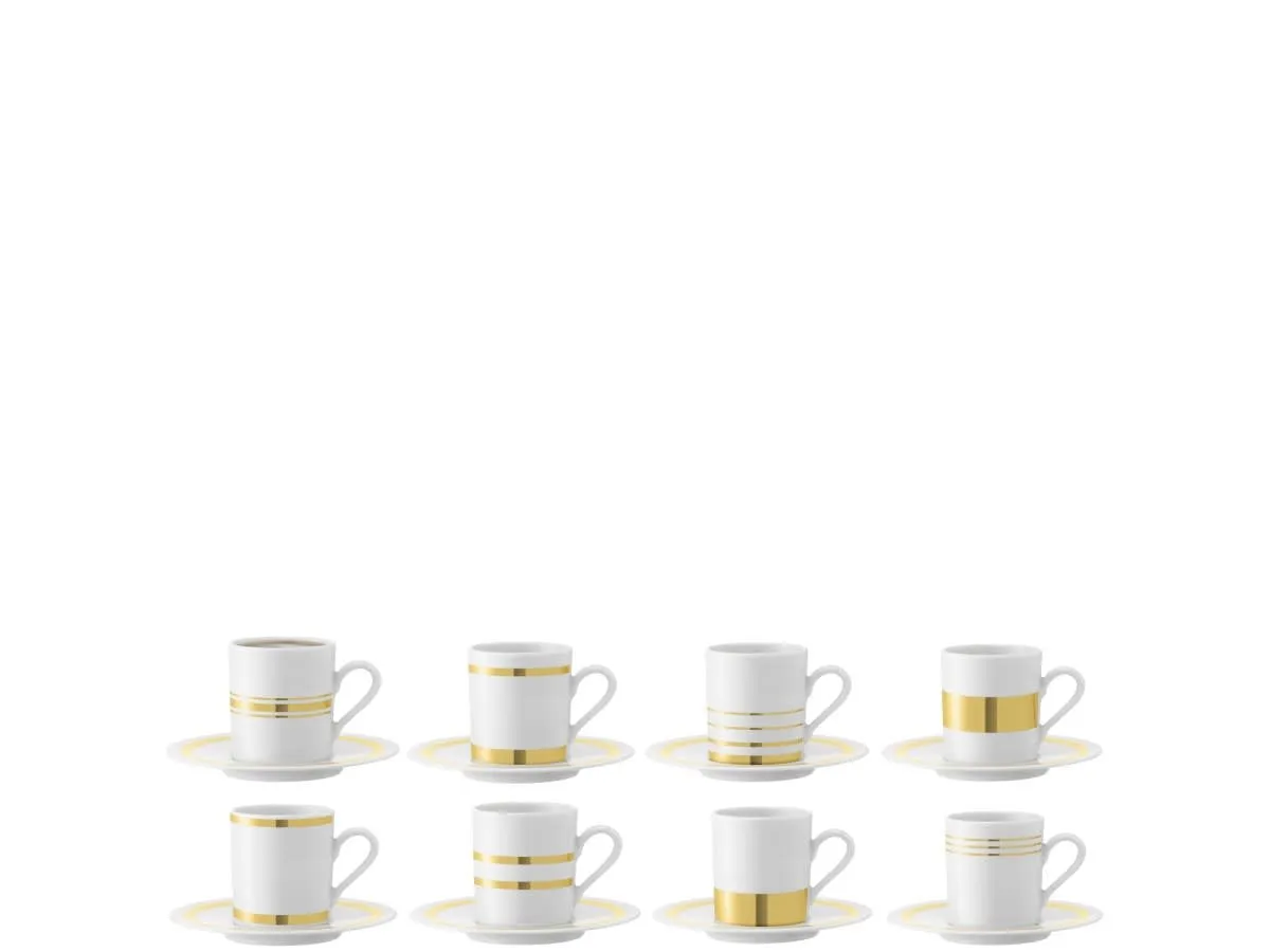 Lsa | Deco Espresso Cup & Saucer Gold Assorted Set/8 - 0.09 L