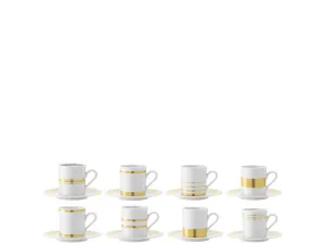 Lsa | Deco Espresso Cup & Saucer Gold Assorted Set/8 - 0.09 L
