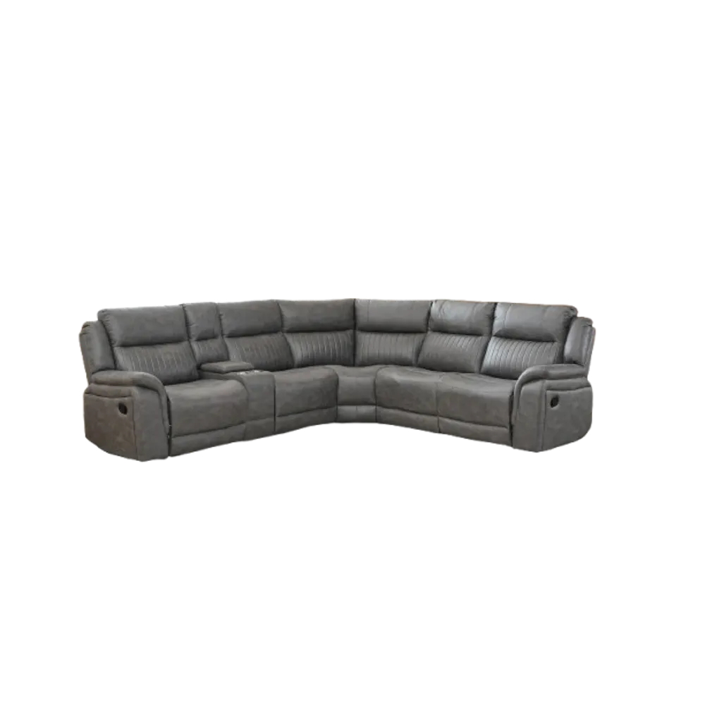 Luvliving Techno Fabric 5 Seater Corner Recliner Grey