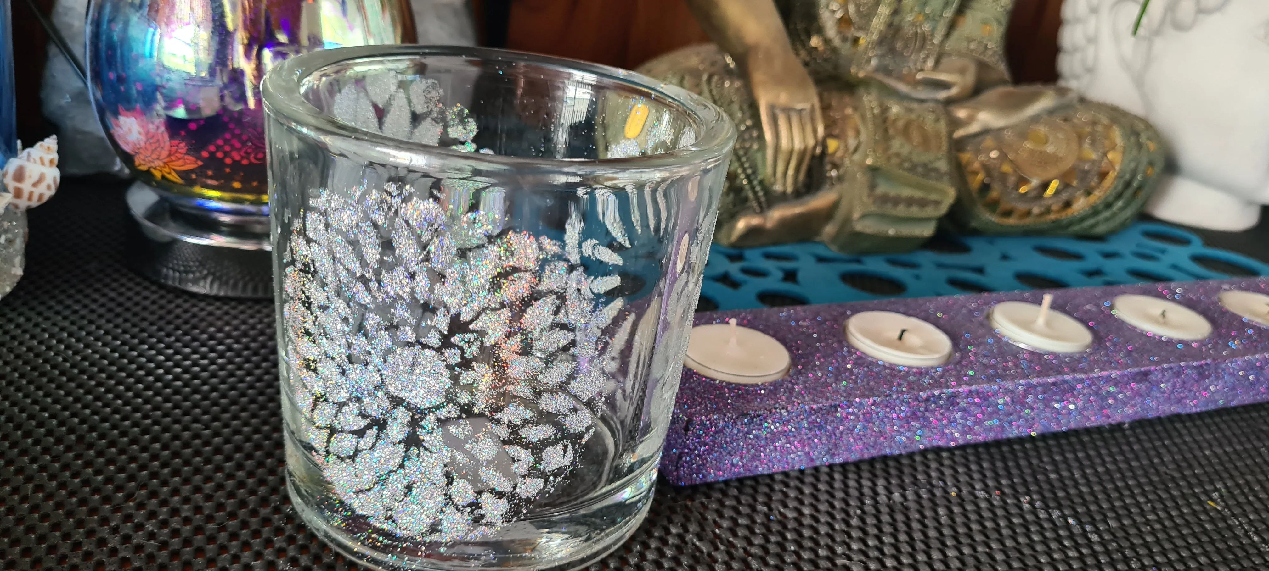 MANDALA GLITTER CANDLE HOLDERS