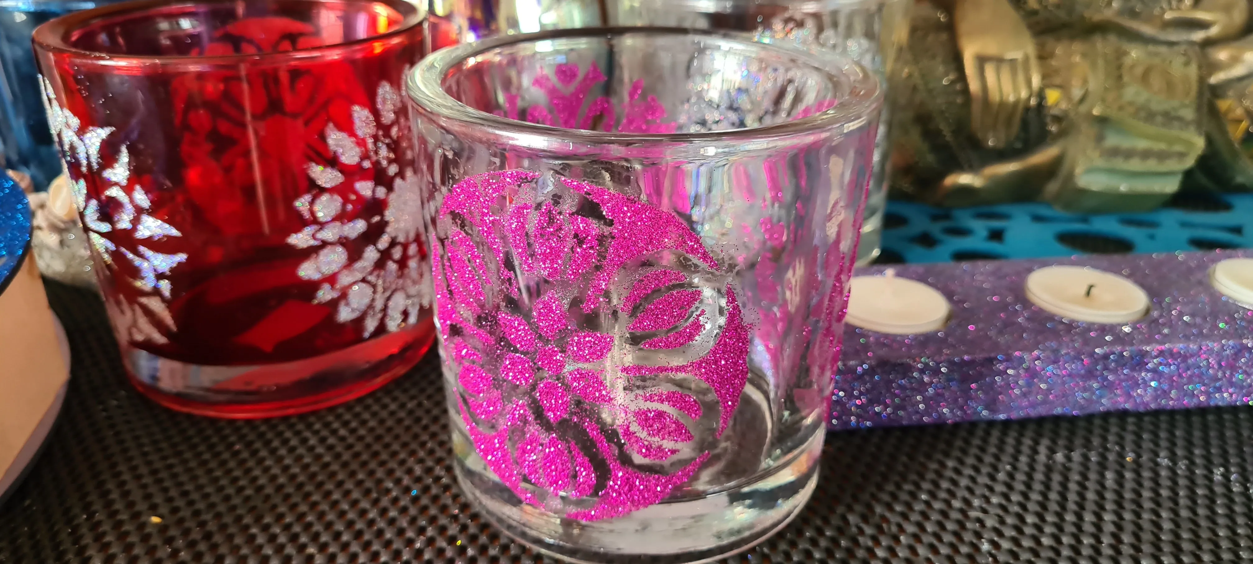 MANDALA GLITTER CANDLE HOLDERS