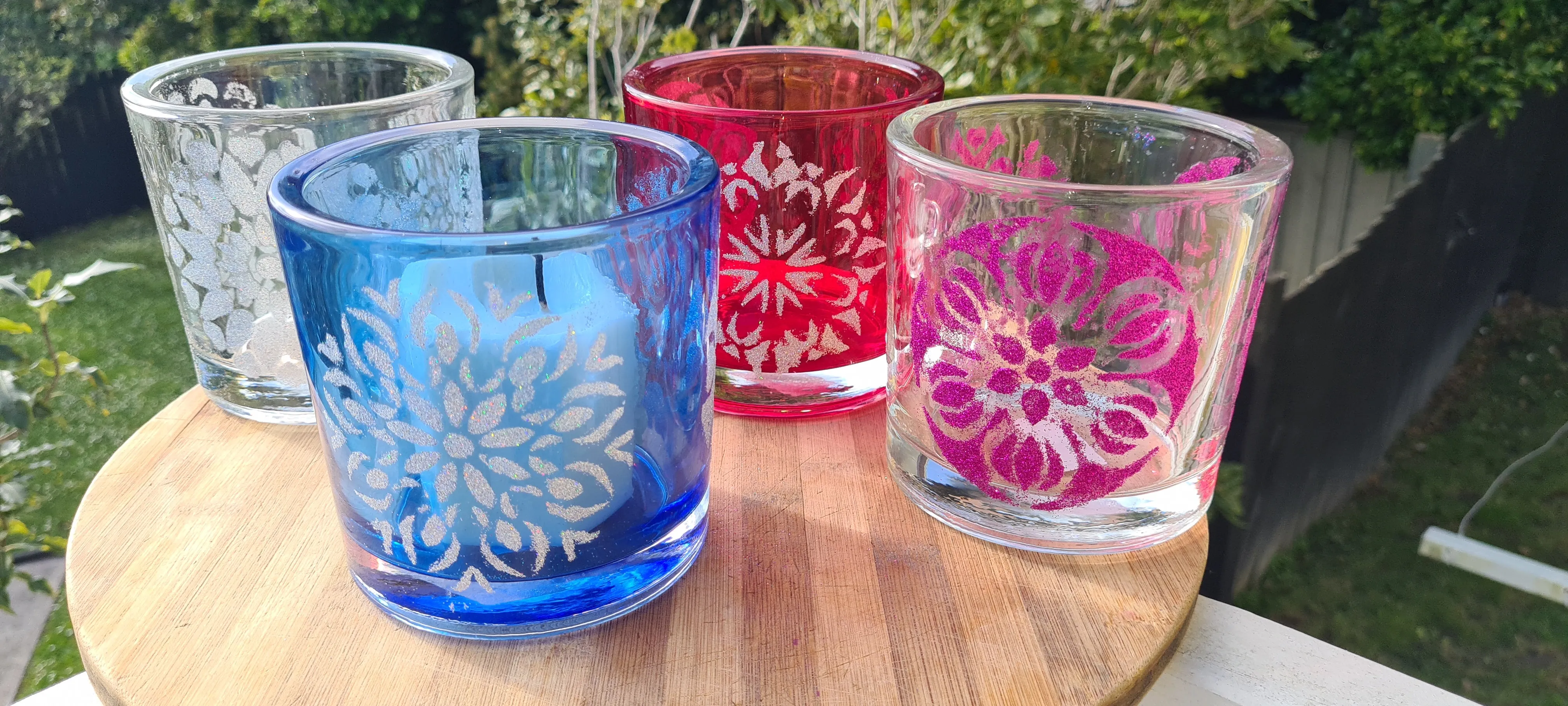 MANDALA GLITTER CANDLE HOLDERS