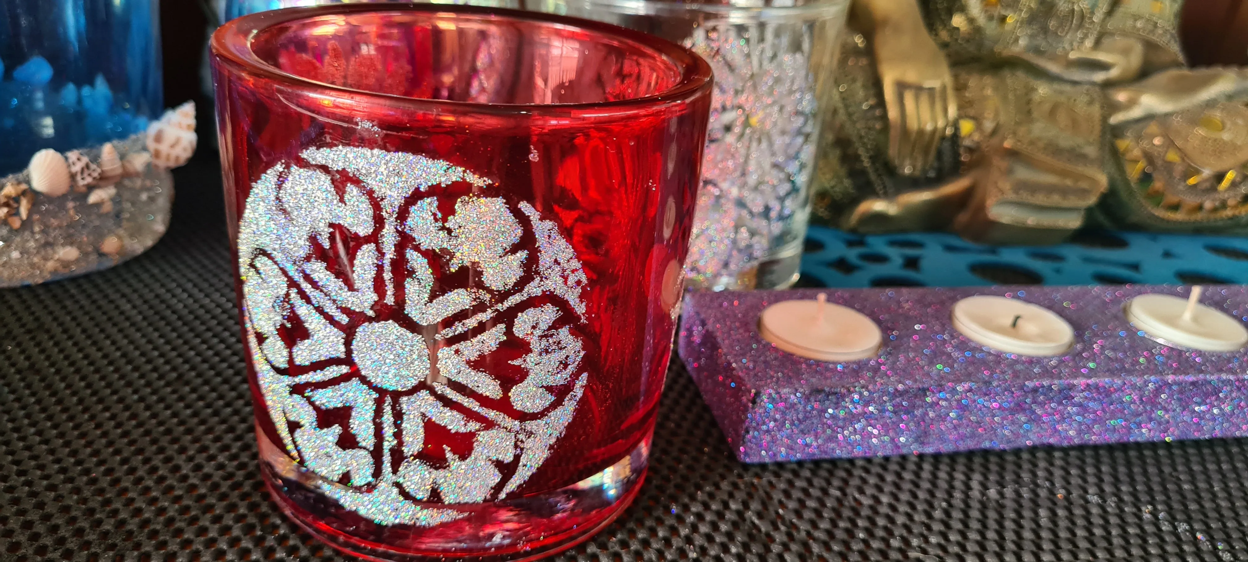 MANDALA GLITTER CANDLE HOLDERS
