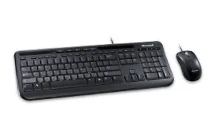 Microsoft Wired Desktop 600 keyboard Mouse included Universal USB QWERTY UK English Black
