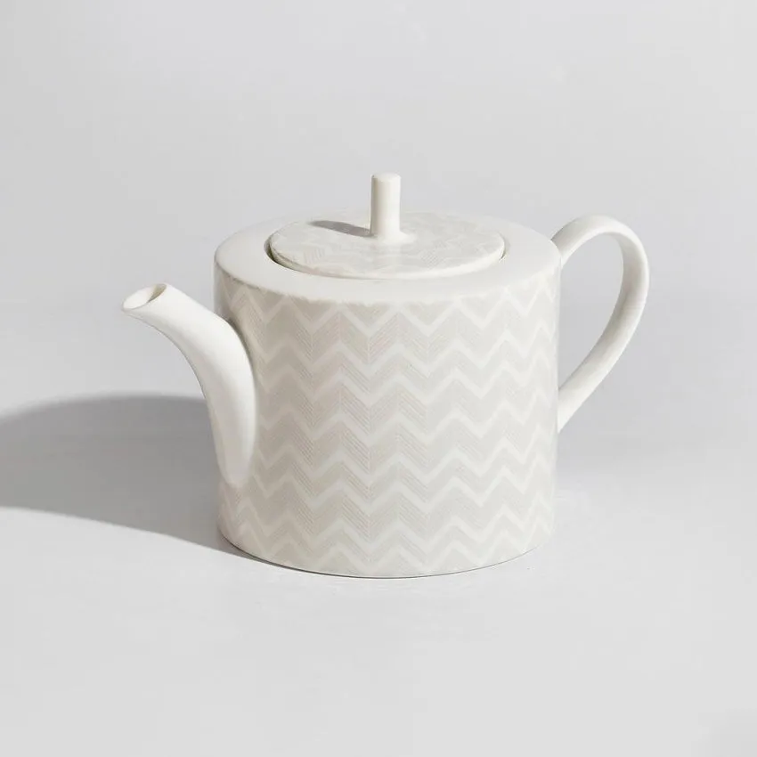 Missoni Home Dinnerware | Zig Zag White Tea Pot-Coffee Pot