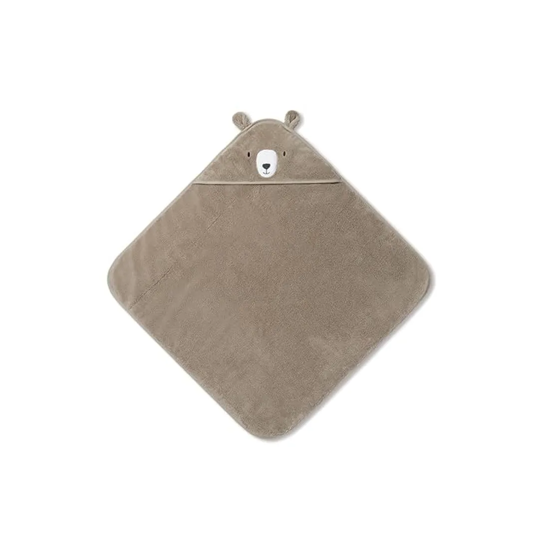 MORI Hooded Baby Bath Towel - Bear - Taupe