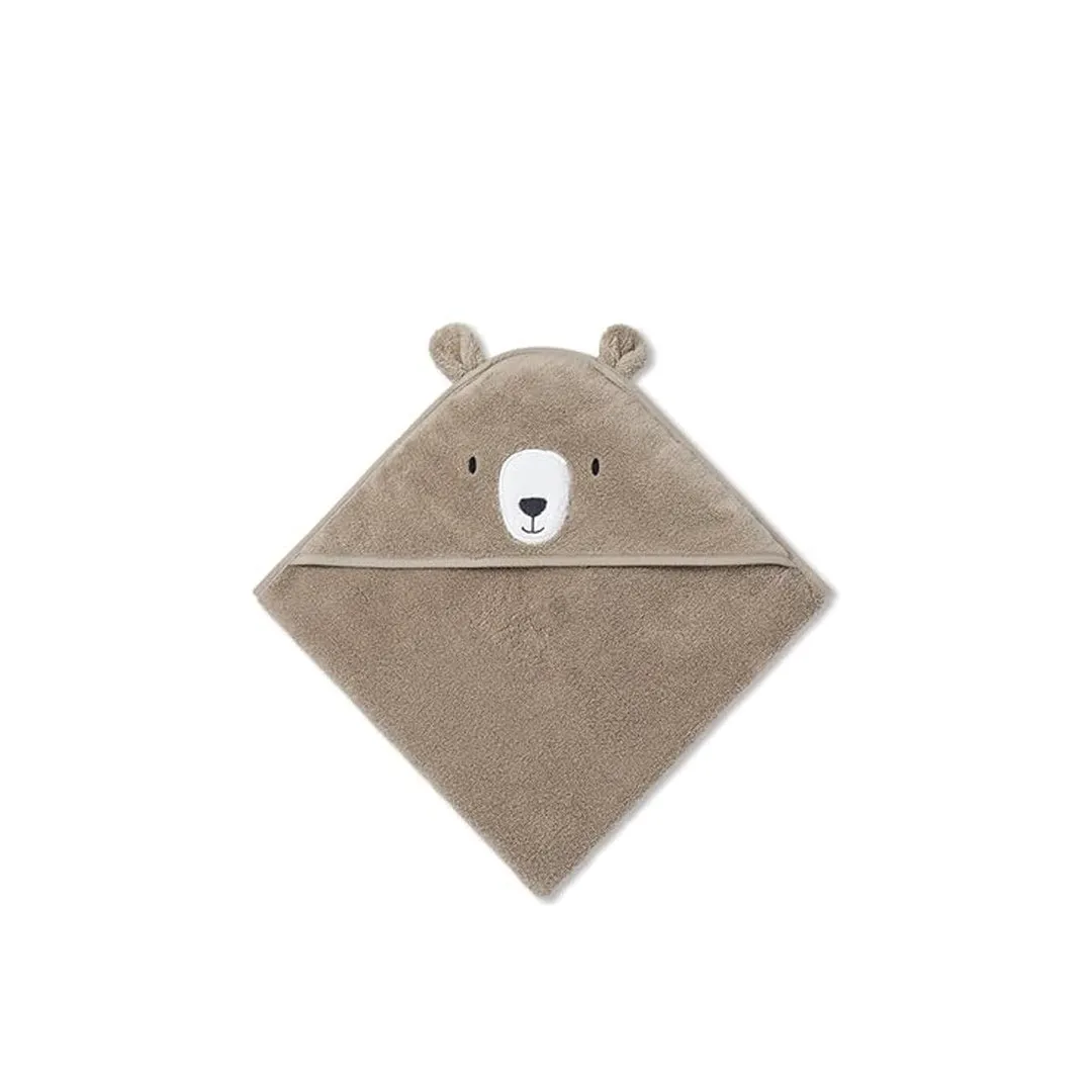 MORI Hooded Baby Bath Towel - Bear - Taupe