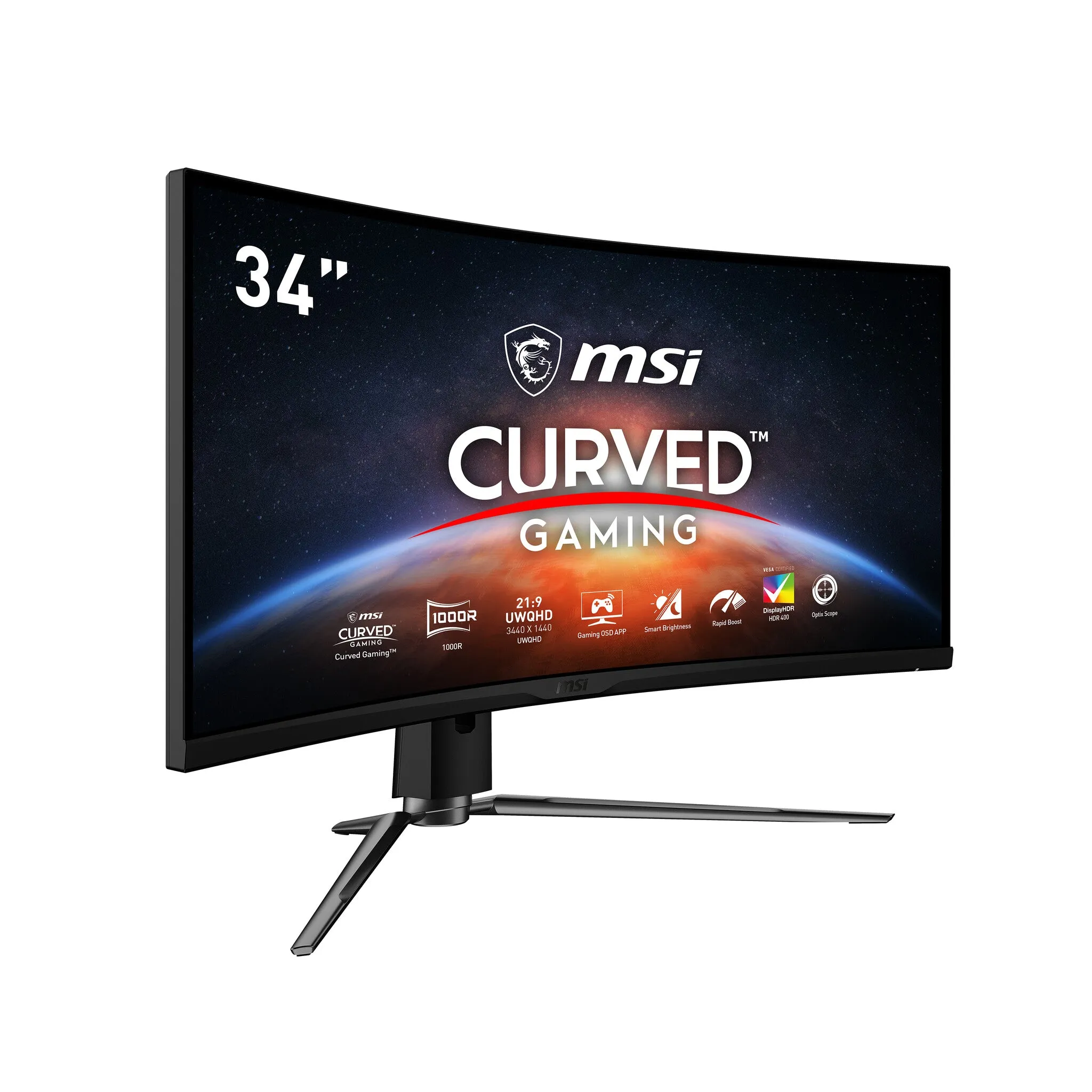 MSI MPG Artymis 343CQR 34" UltraWide Quad HD Curved Gaming Monitor - 165Hz, 1ms, VA, AMD FreeSync, Height Adjustable, Speakers, Black