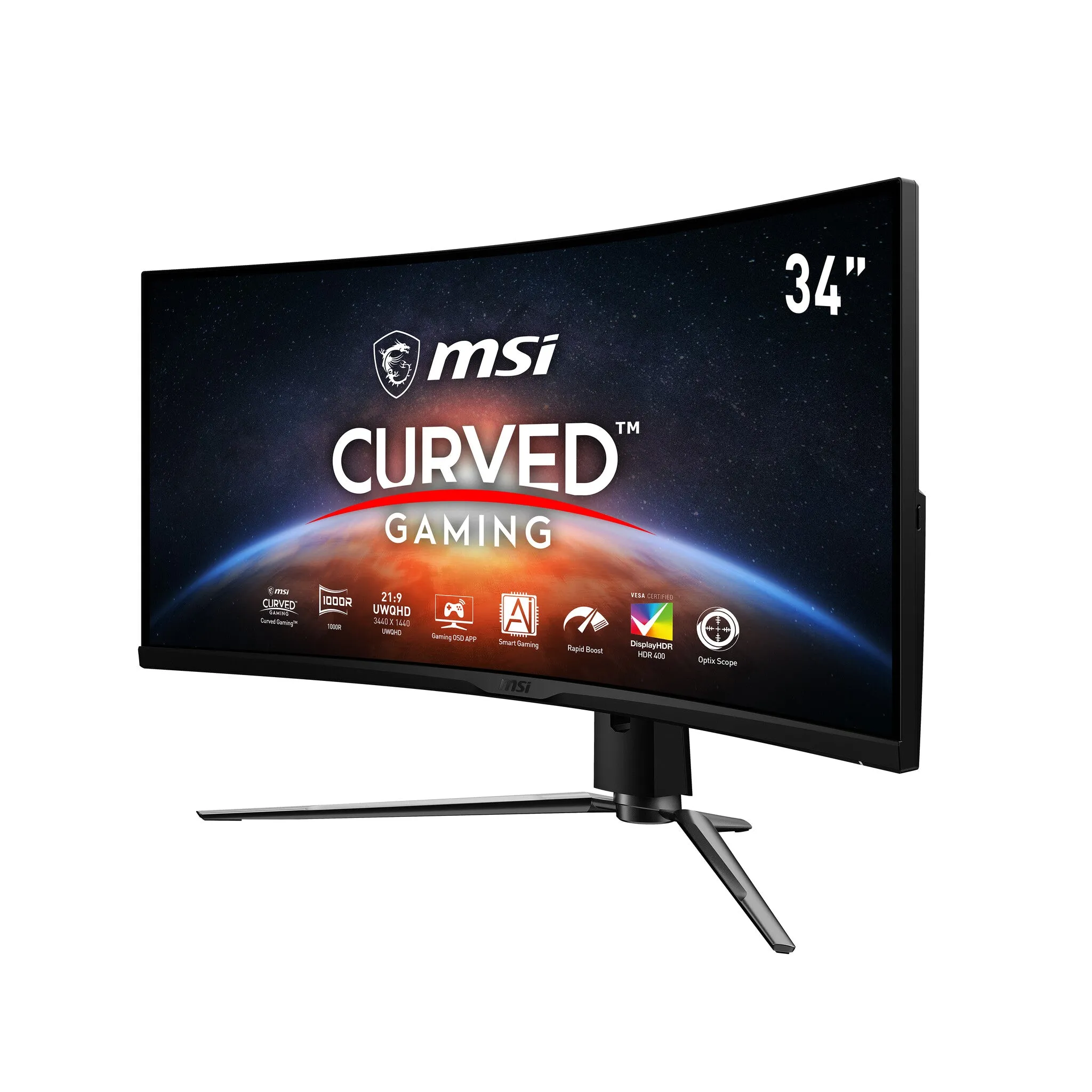 MSI MPG Artymis 343CQR 34" UltraWide Quad HD Curved Gaming Monitor - 165Hz, 1ms, VA, AMD FreeSync, Height Adjustable, Speakers, Black